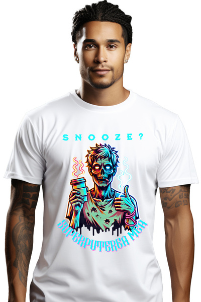 StoryGift Romania Tricou Barbati Zombie Cu Cafea Snoose Superputerea Mea Cu I...