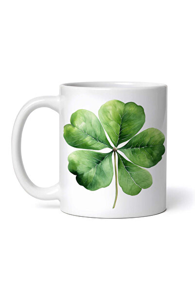 OEM Εξατομικευμένη λευκή κούπα, τριφύλλι με πέντε πέταλα, INOVATIX®. 330ml