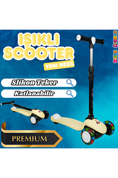 Doğan Oyuncak Dünyası Lupa Katlanabilir Işıklı 3 Tekerlekli Sarı Scooter - Iş...