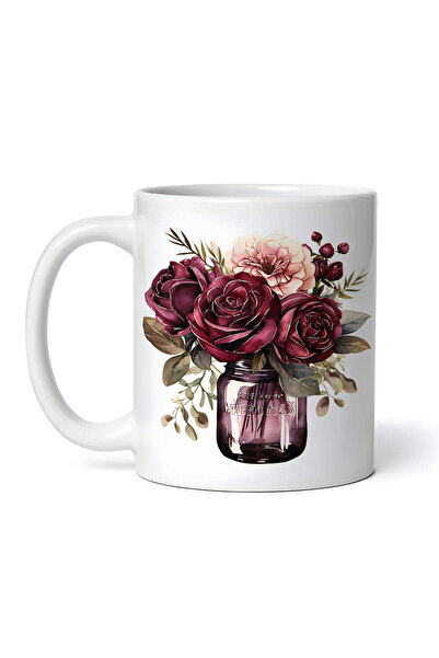 OEM Cană albă personalizată, Trandafiri la borcan, INOVATIX®. 330ml