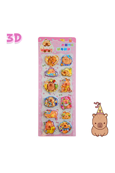 Fancy Space Capybara Disney 3 Boyutlu Sulu Sticker Pembe