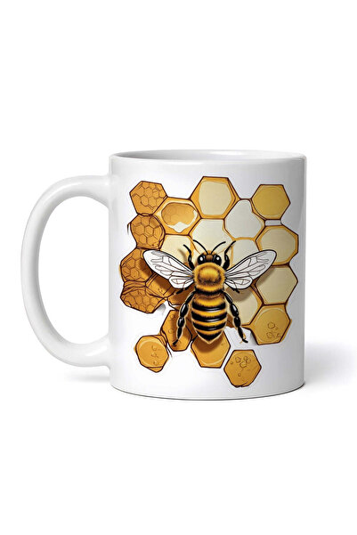 OEM Cană albă personalizată, Albină cu miere, INOVATIX®. 330ml