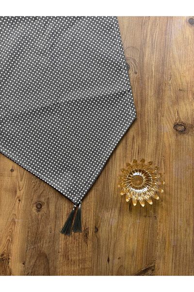 HALFART Γκρι πουά Duck Linen Runner |   Αδιάβροχο, ανθεκτικό στους λεκέδες |   Κομψή και μοντέρνα διακόσμηση τραπεζιού