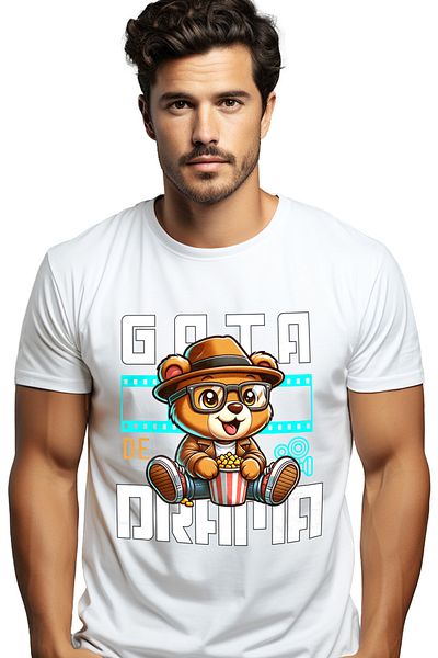 StoryGift Romania Tricou Barbati Urs De Plus Text Gata De Drama Film Cinema Cu Imprimeu Pe Fata, 100% Bumbac Stg