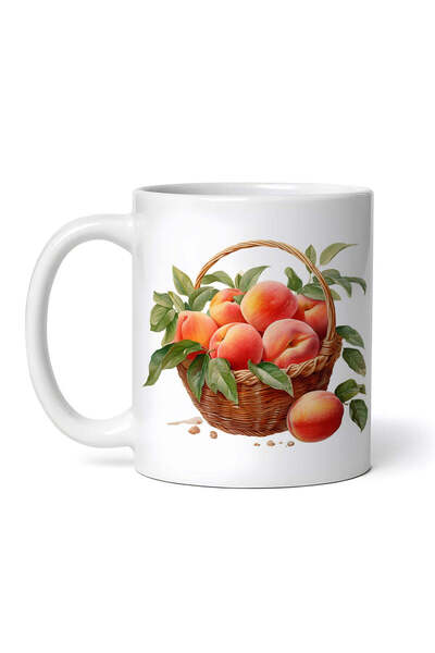 OEM Cană albă personalizată, Coș cu piersici, INOVATIX®. 330ml