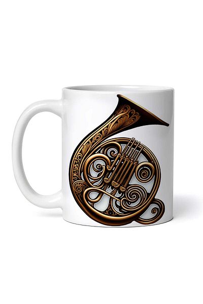 OEM Personalized white mug, French Trombone, INOVATIX®. 330ml