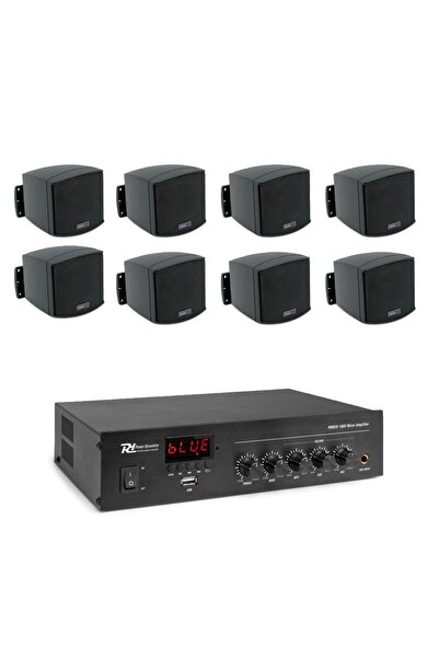 Audiosat Sistem audio restaurant-cafenea 8 boxe negre, bluetooth, USB, SD