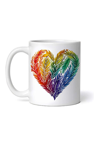 OEM Personalized white mug, Rainbow Heart Nature, INOVATIX®. 330ml