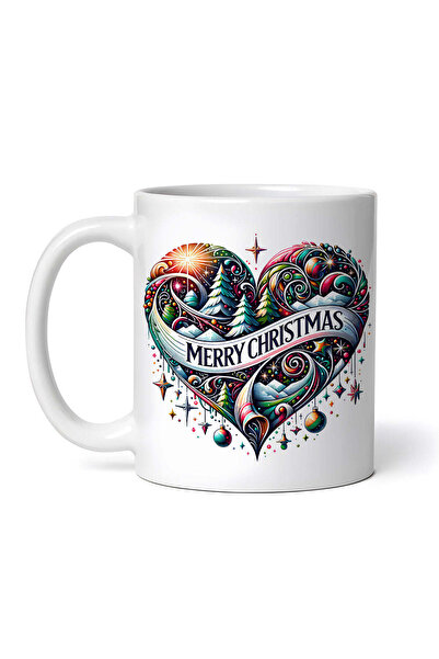 OEM Cană albă personalizată, Marry Christmas Lia Heart, INOVATIX®. 330ml