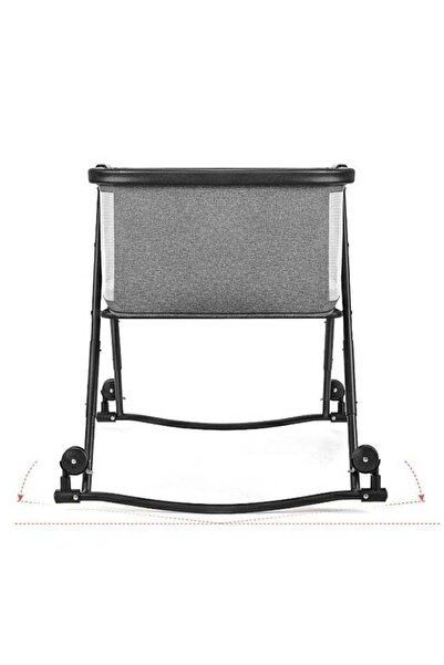 BabyCara 2-in-1 Rocking Baby Cot Adjustable Heights Bedside Foldable Portable Bassinet for Newborns Grey