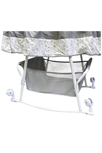 BabyCara Rocking Baby Cradle with Mosquito net and Storage Basket Lock Function for 0-12 Months