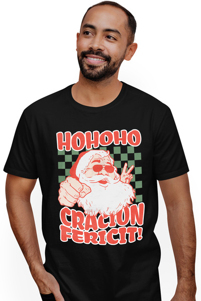 StoryGift Romania Ανδρικό Μπλουζάκι Hohoho Καλά Χριστούγεννα με Αστείο Άγιο Β...