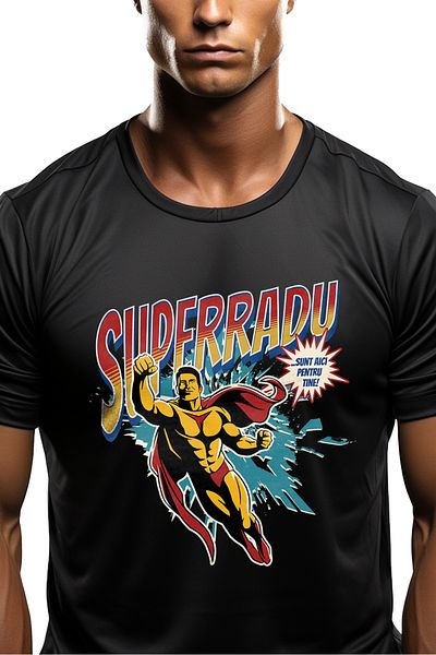 StoryGift Romania Men's T-Shirt Super Radu, Superhero I'm Here For You With Print On The Front, 100% Cotton Stg