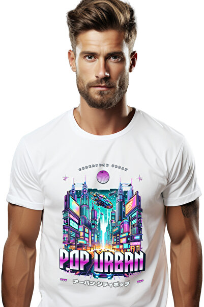 StoryGift Romania Ανδρικό T-Shirt Urban Citypop με θέμα Πόλη του Μέλλοντος κα...