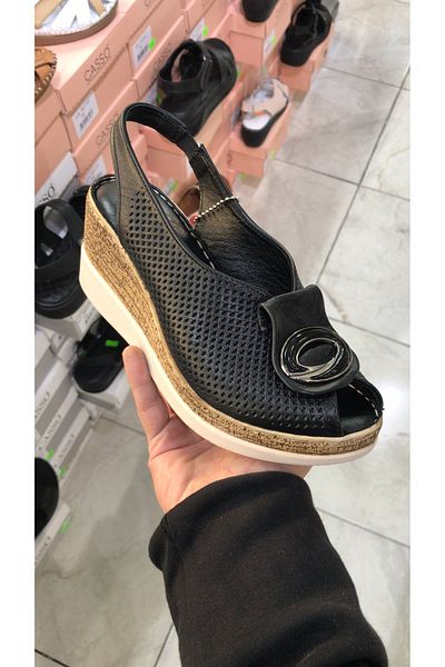 Brs Wedge Heel Genuine Leather Sandals