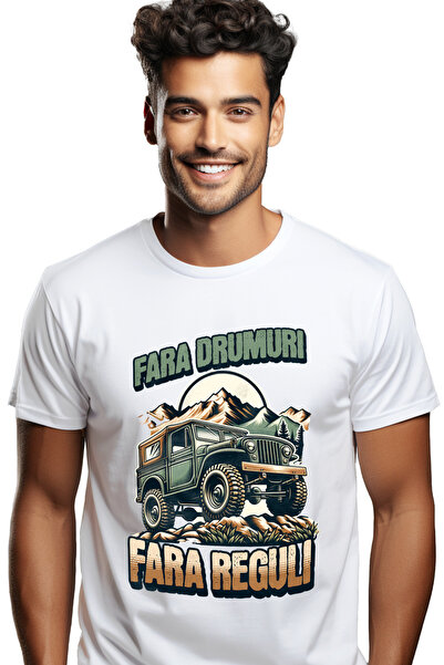StoryGift Romania Tricou Barbati Masina Off-road In Munte Text Fara Drumuri F...
