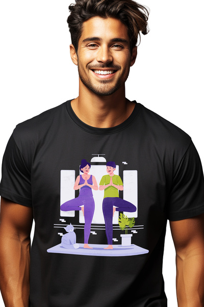 StoryGift Romania Tricou Barbati Cu Yoga, Pisica, Iubitori De Sport, Saltea, ...