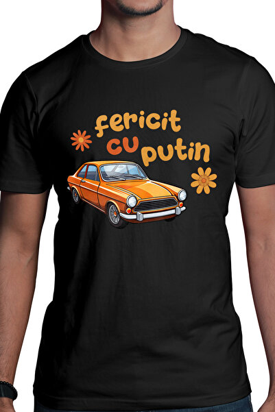 StoryGift Romania Tricou Barbati Fericit Cu Putin Masina Clasica Vintige Cu I...