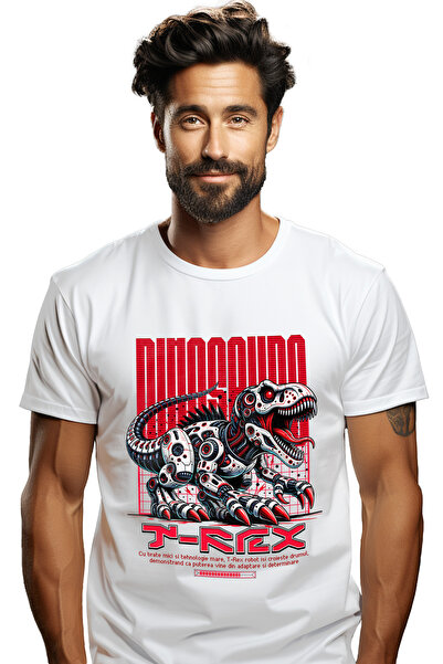 StoryGift Romania Tricou Barbati Dinozaur T-rex Robot In Actiune Cu Imprimeu ...