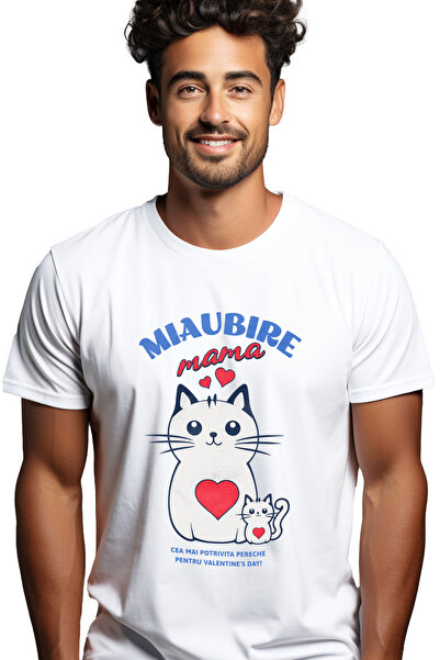 StoryGift Romania Tricou Barbati Miaubire Mama Pisica Si Motani Valentine's D...