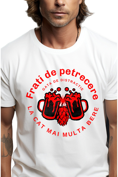 StoryGift Romania Tricou Barbati Frati De Petrecere Gata De Distractie Bere, ...