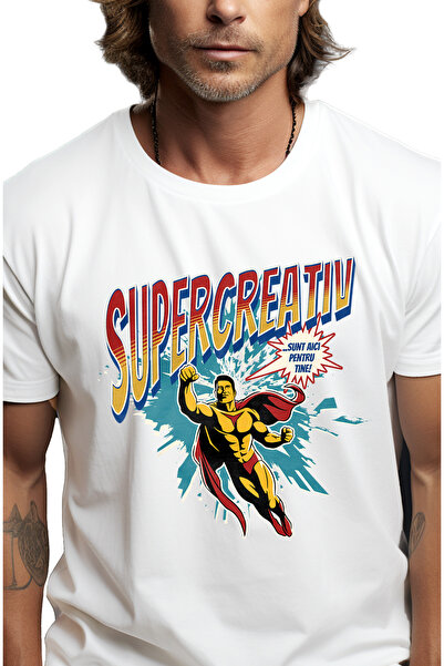 StoryGift Romania Tricou Barbati Super Creativ Supererou Sunt Aici Pentru Tin...