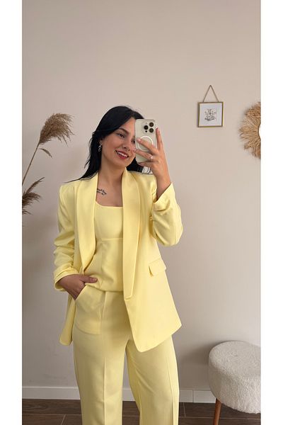 DUSOHOME Gathered Sleeve Blazer Jacket