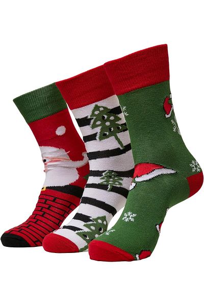 Urban Classics Unisex Stripe Santa Christmas Socks 3-Pack