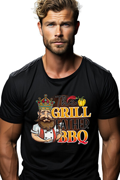 StoryGift Romania Tricou Barbati cu mesajul "The grill father, BBQ", gatit, i...