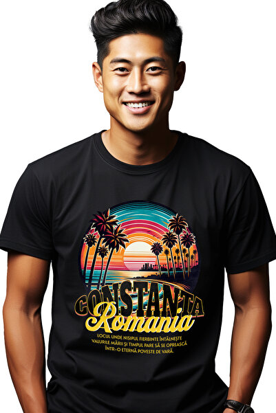 StoryGift Romania Tricou Barbati Plaja Din Constanta, Romania Cu Imprimeu Pe ...