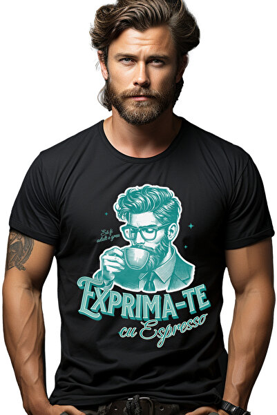 StoryGift Romania Tricou Barbati Exprima-te Cu Espresso Cafea Om De Afaceri E...
