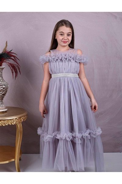 ESKİŞEHİR YUMURCAK Evening Dress with Stone Belt