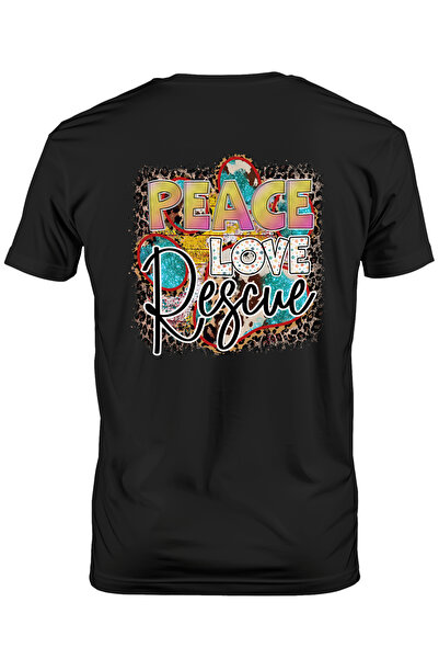 StoryGift Romania Tricou Barbati Cu Mesajul "peace, Love, Rescue", Caine, Ani...