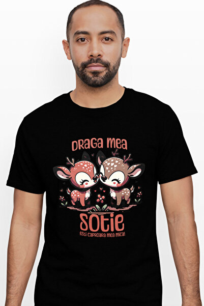 StoryGift Romania Tricou Barbati Doua Caprioare Sotie Iubire Familie Indragos...