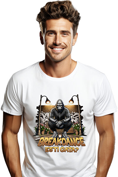StoryGift Romania Tricou Barbati Gorila Breakdance Dans De Strada Sport Cu Im...