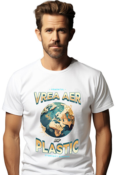 StoryGift Romania Tricou Barbati Pamantul Vrea Aer Nu Plastic Terra Poluare C...