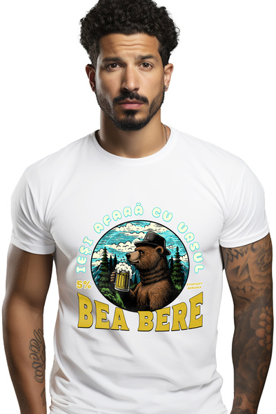 StoryGift Romania Tricou Barbati Iesi Afara Cu Ursul. Bea Bere In Padure Natu...