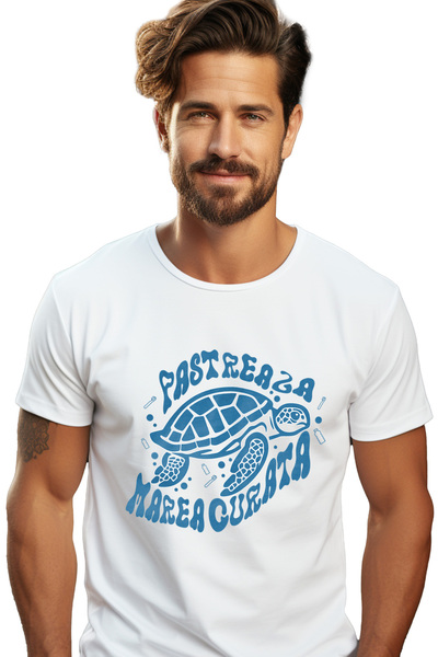 StoryGift Romania Tricou Barbati Pastreaza Marea Curata Poluare Broasca Testo...