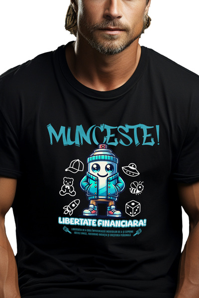 StoryGift Romania Tricou Barbati Munceste Libertate Financiara Motivational B...