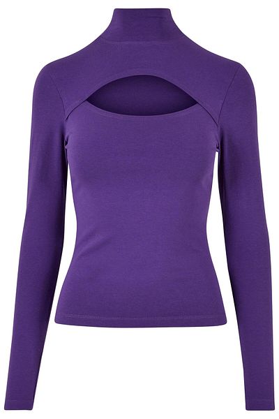 Urban Classics Damen Ladies Cut-out Turtleneck Longsleeve