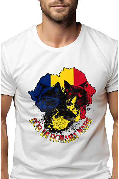 StoryGift Romania Tricou Barbati Trei Pisici Steag Romania, Dor De Casa Cu Im...