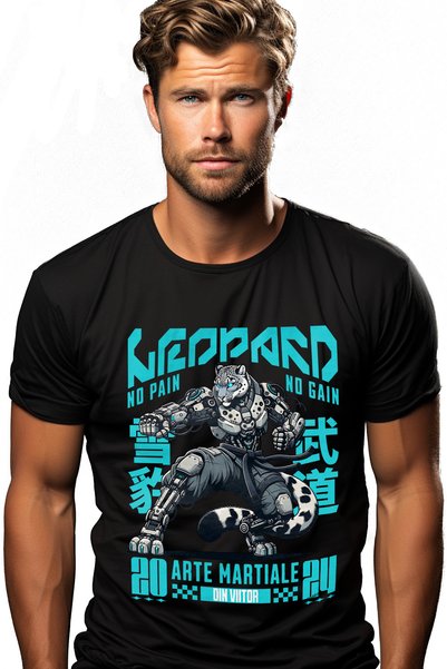 StoryGift Romania Ανδρικό T-Shirt Λεοπάρ Ρομπότ - Πολεμικές Τέχνες Από το Μέλ...