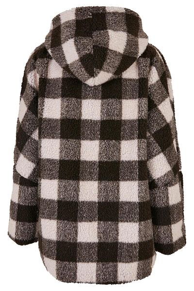 Urban Classics Damen Ladies Hooded Oversized Check Sherpa Jacket