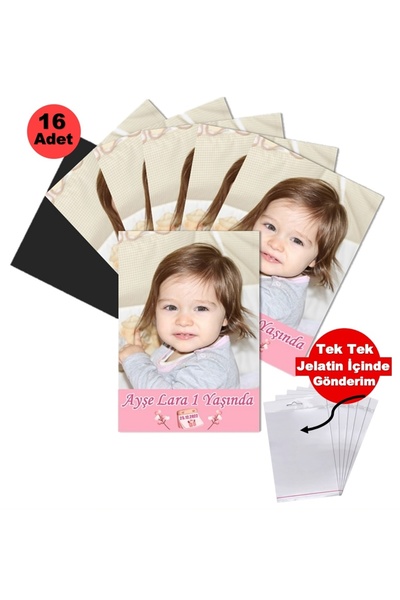 Elara Tasarım 1 Yaş Kişiye Özel Doğum Günü Magnet Hediye 5x7 16 Adet Tek Tek ...