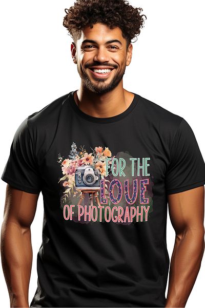 StoryGift Romania Men's T-shirt with the message "For the love of photography", illustration, activity, for the love of photography