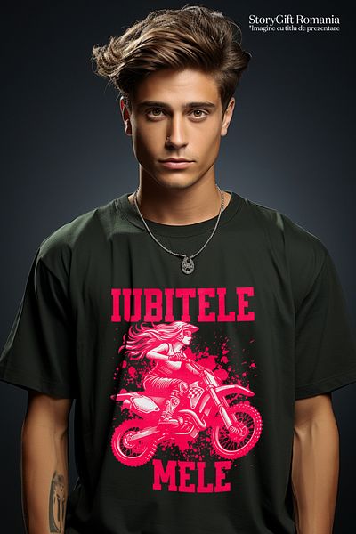 StoryGift Romania Tricou Barbati Iubitele Mele Femeie Si Motocicleta Viteza Aventura Cu Imprimeu Pe Fata, 10stg