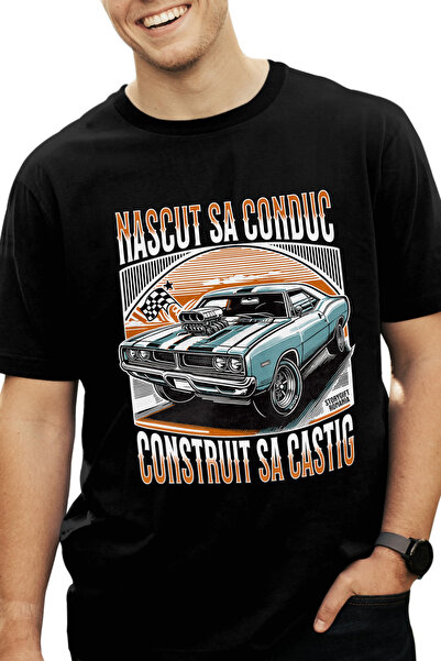 StoryGift Romania Tricou Barbati Masina Vintige Tunata Nascut Sa Conduc Const...