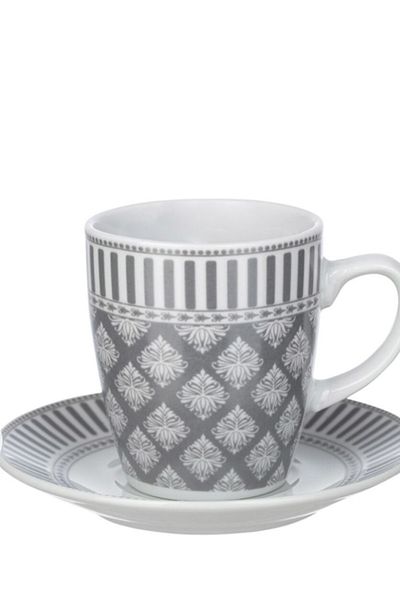 LC Waikiki Lcw Home Gray Printed Porcelain Cups Set of 6 (P&M)