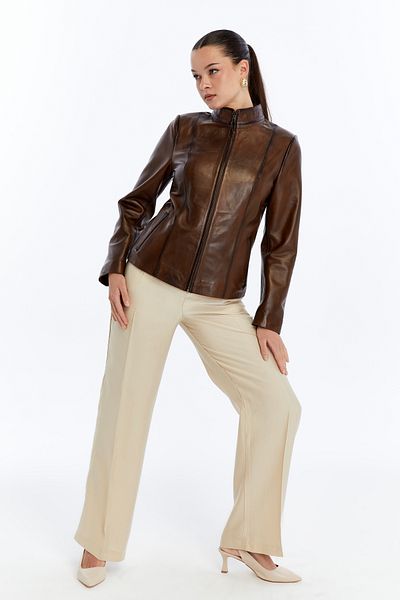 CE-YIL DERİ ÜRÜNLERİ Women Genuine Leather Jacket