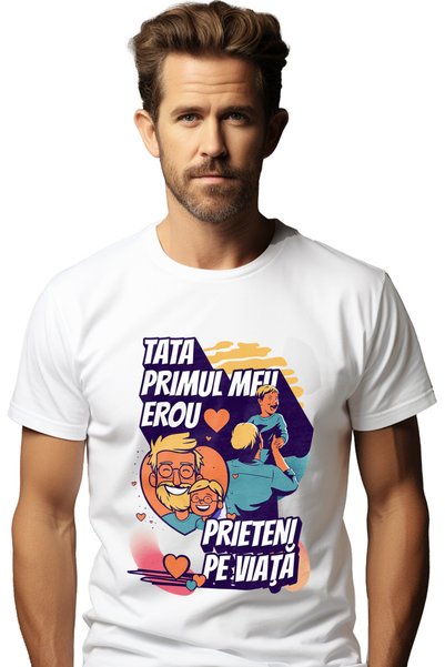 StoryGift Romania Ανδρικό T-Shirt Μπαμπά Ο Πρώτος μου Ήρωας Οικογένεια Παιδιά...